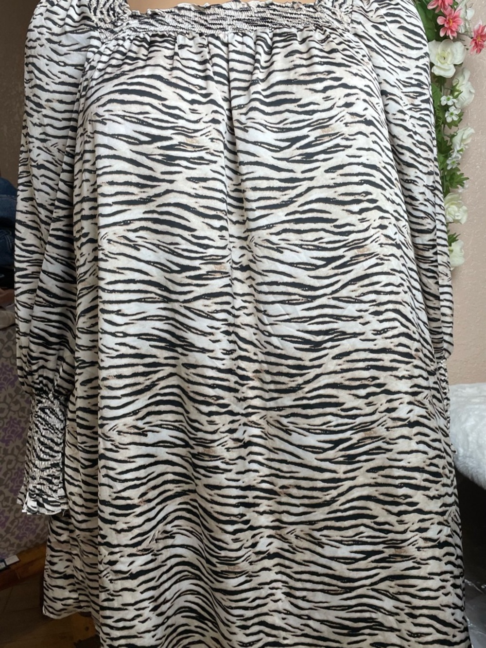 entro Black & Cream Zebra Print Maxi Dress